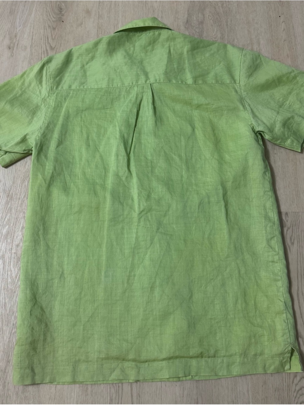 Men's Casual Short-Sleeve Linen Shirt in Light Green - Picture 2 of 6